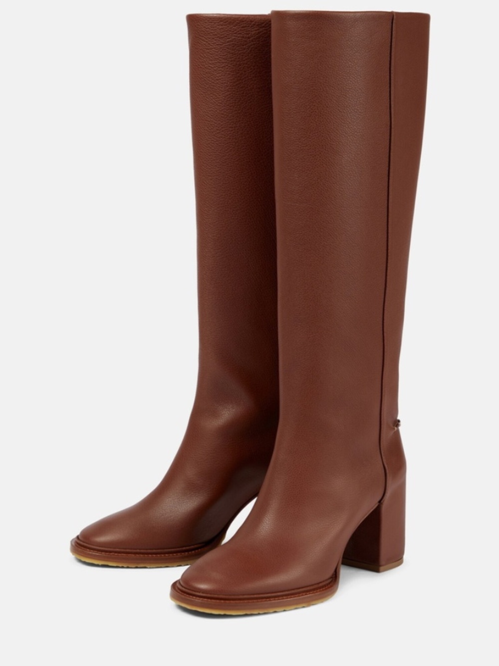 Chloe Edith leather knee-high boots in Brunet Brown